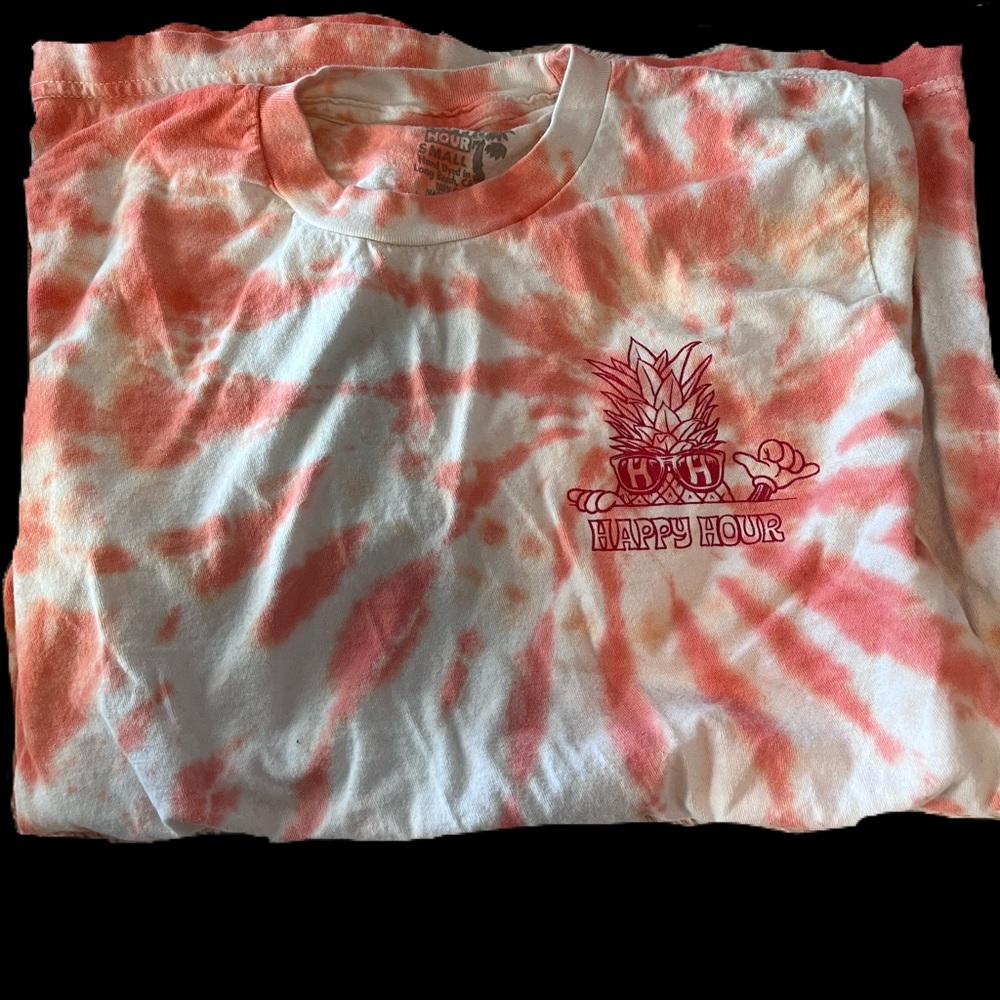 Happy Hour light pink tye-dye tee. amazing to use as a cover up for the summer